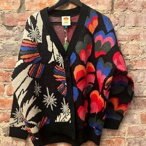 Farm Rio mixed rainbow cardigan size XS NWT